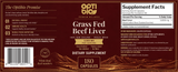 Optibio Grass Fed Beef Liver full label with Supplement Facts, suggested use and warning