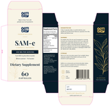 Optibio SAM-e carton flat artwork with Supplement Facts, suggested use, warning and storage