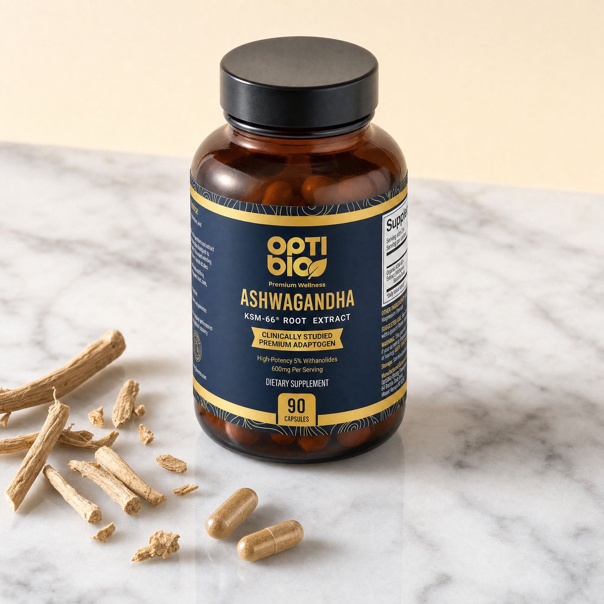 KSM-66® Ashwagandha 600mg — 90 Capsules — Optibio