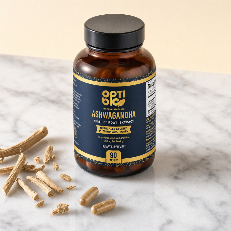 KSM-66® Ashwagandha 600mg, 90 Capsules, Optibio