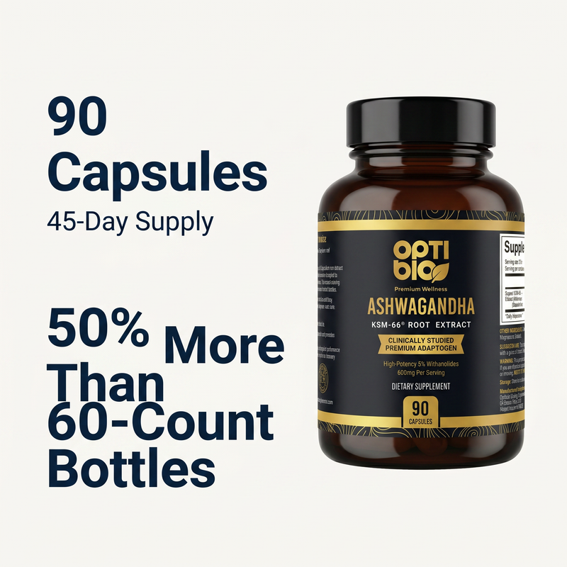 KSM-66® Ashwagandha 600mg — 90 Capsules — Optibio