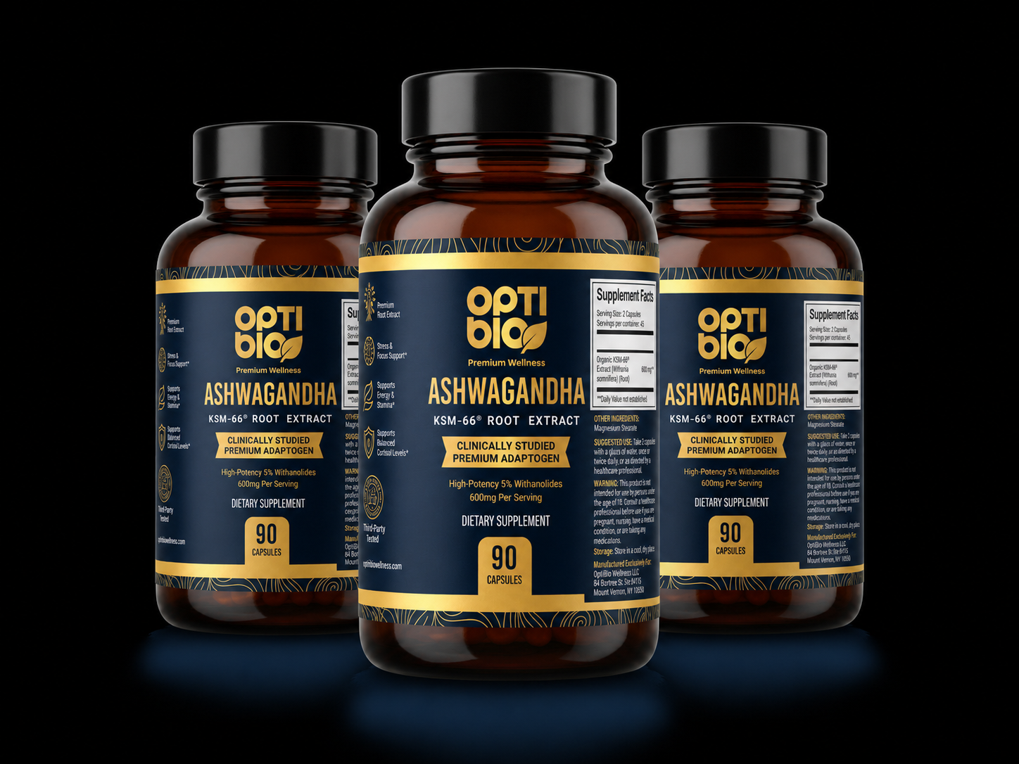 KSM-66® Ashwagandha 600mg — 90 Capsules — Optibio