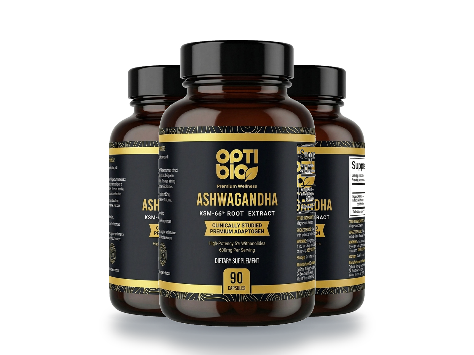 Optibio Ashwagandha KSM-66 bottles